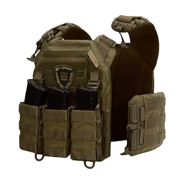 3 - Плитоноска Warmor gen.3  Олива. Система швидкого зняття. 3 підсумки. (Великого розміру)