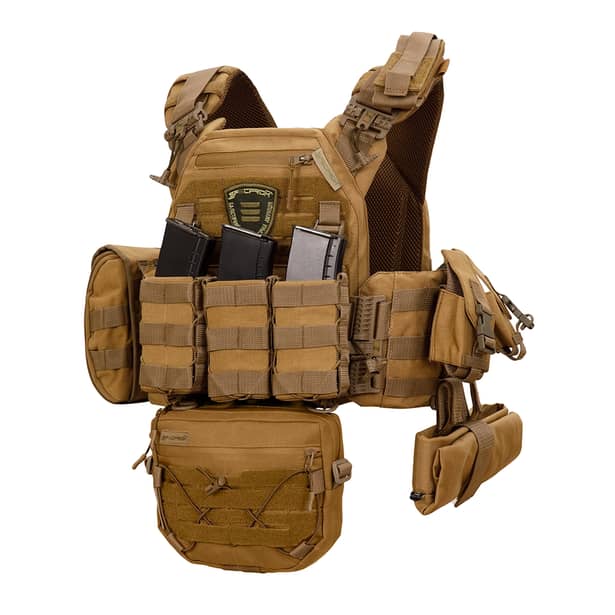 1 - Плитоноска Warmor gen.3 Pro Max XL Койот. Система швидкого скидання. 7 підсумок. (Великого розміру)