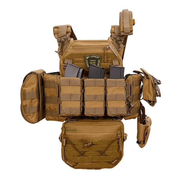 2 - Плитоноска Warmor gen.3 Pro Max XL Койот. Система швидкого скидання. 7 підсумок. (Великого розміру)