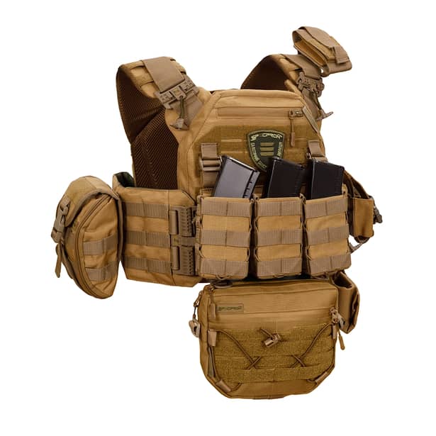 3 - Плитоноска Warmor gen.3 Pro Max XL Койот. Система швидкого скидання. 7 підсумок. (Великого розміру)