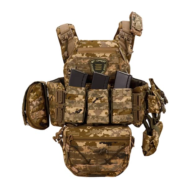 2 - Плитоноска Warmor gen.3 Pro Max XL Піксель ММ14. Система швидкого скидання. 7 підсумок. (Великого розміру)