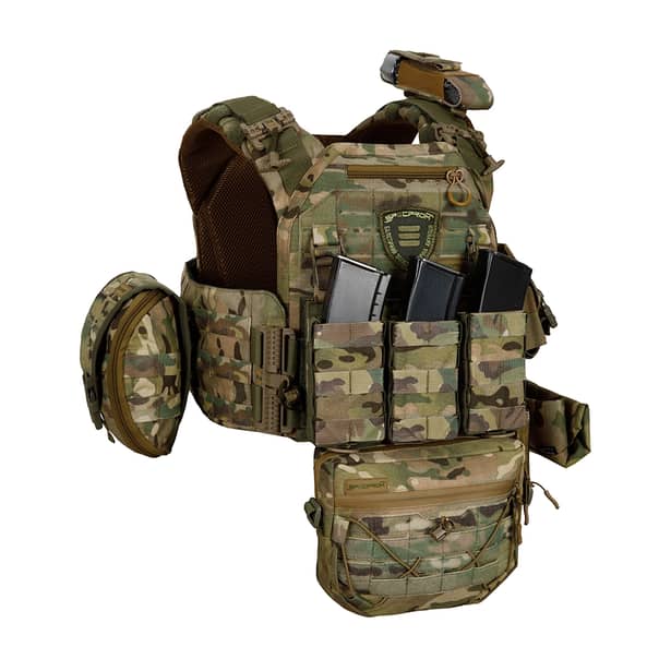 3 - Плитоноска Warmor gen.3 Pro Max XL Мультикам. Система швидкого скидання. 7 підсумок. (Великого розміру)