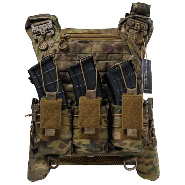 2 - Плитоноска BOGUNKA PRO з системою швидкого скидання. (Комплект 3 підсумки під АК + турнікет). Колір Мутьтикам