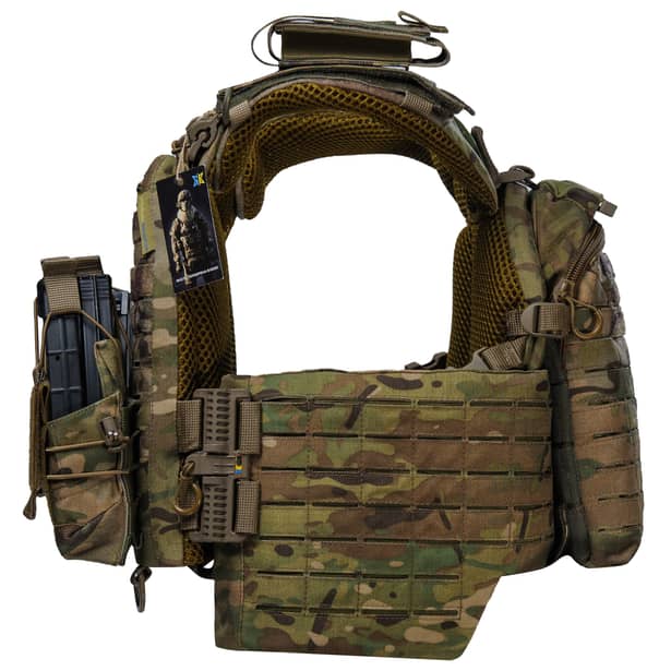 3 - Плитоноска BOGUNKA PRO з системою швидкого скидання. (Комплект 3 підсумки під АК + турнікет). Колір Мутьтикам