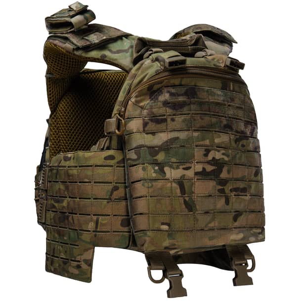 4 - Плитоноска BOGUNKA PRO з системою швидкого скидання. (Комплект 3 підсумки під АК + турнікет). Колір Мутьтикам