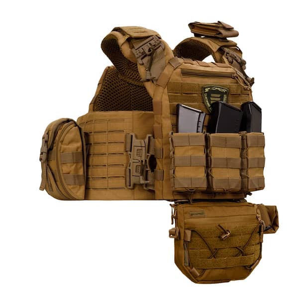 3 - Плитоноска SPECPROM WARMOR Gen.5 V2 з повним комплектом підсумків Койот