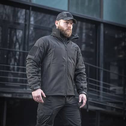 4 - Куртка тактична Soft Shell з підстібкою Black. Чорна