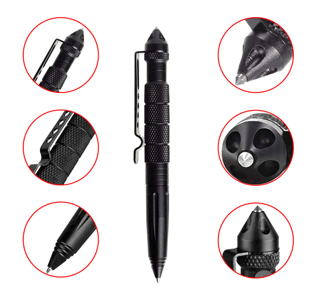 2 - Тактическая ручка со стеклобоем Laix B2 Tactical Pen из алюминия, Черный