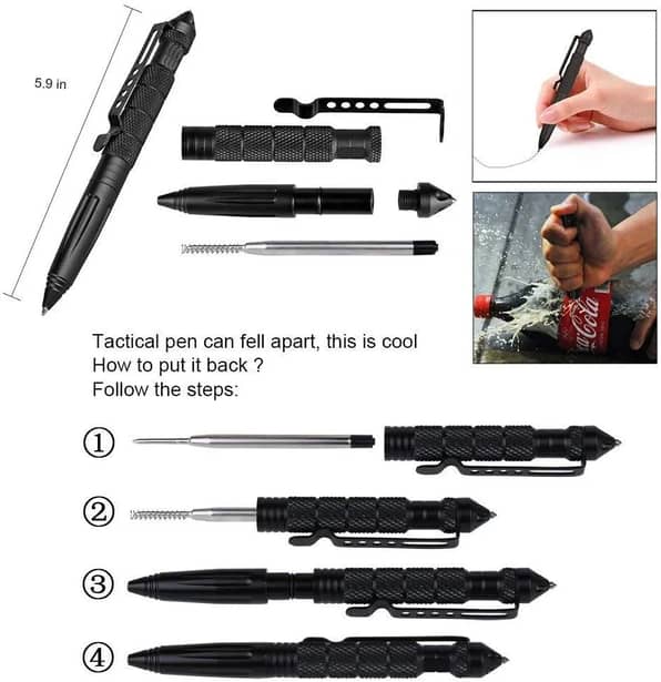 4 - Тактическая ручка со стеклобоем Laix B2 Tactical Pen из алюминия, Черный