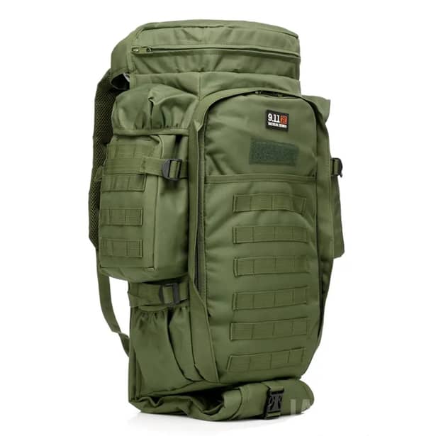 1 - Рюкзак тактический с отделением для оружия 9.11 Tactical 60л, Олива