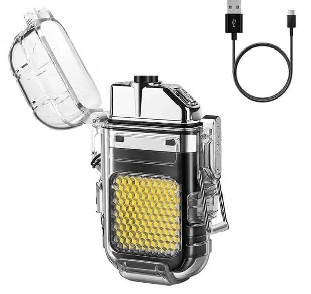 1 - Зажигалка с фонариком USB Led Китай. Прозрачный