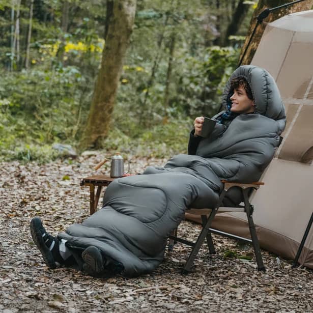 9 - Спальний мішок з капюшоном Naturehike Clear Sky CNK2450WS042. Сірий