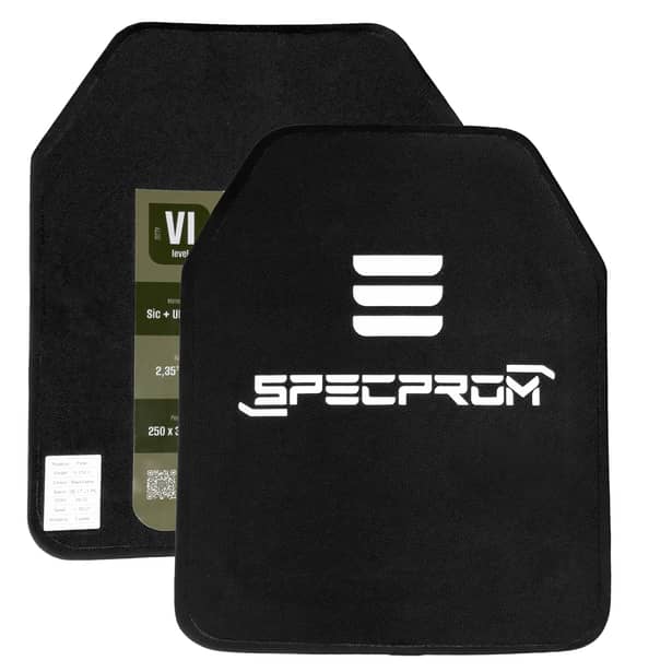 1 - Керамічні бронепластини SPECPROM Sic+PE 6-го класу. Вага 2,3 кг. Розмір 25 на 30 см. Комплект - 2 шт.