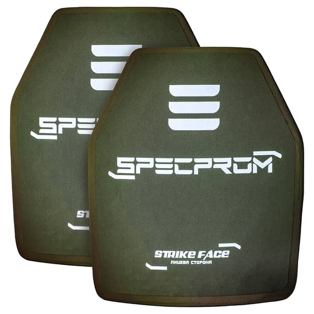 1 - Комплект керамічних бронеплит SPECPROM CAP5-XL-B  5-го класу. Вага 3.38 кг. Розмір 27.5 на 33 см. Олива. 2 шт.