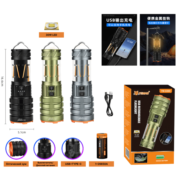 2 - Фонарь ручной YEMAO YM-G580 2500LM