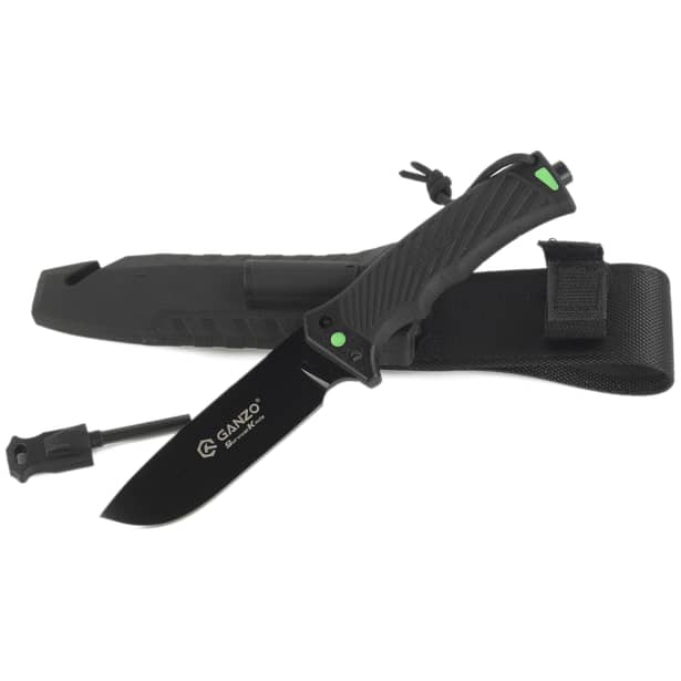 1 - Нож охотничий Ganzo G8012V2-BK с паракордом. Черный