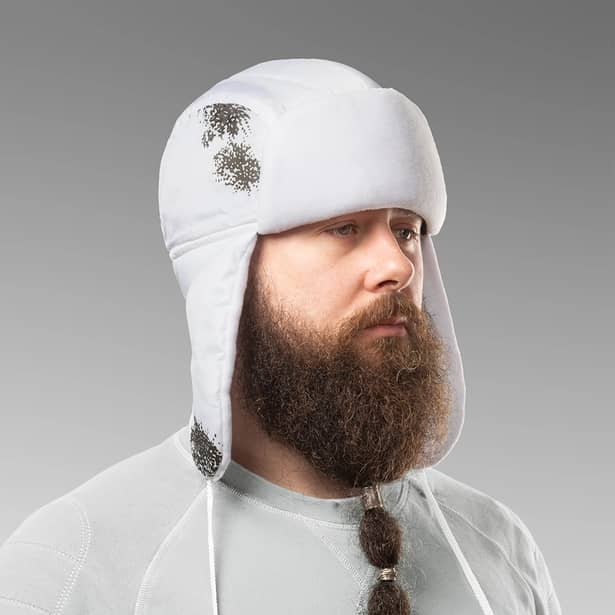 1 - Шапка вушанка плащівка-фліс. Білий