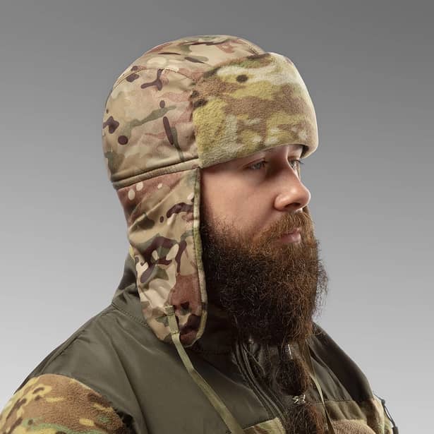 1 - Шапка вушанка плащівка-фліс. Мультикам