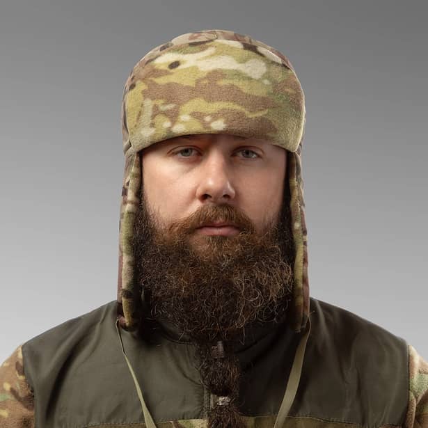 2 - Шапка вушанка плащівка-фліс. Мультикам