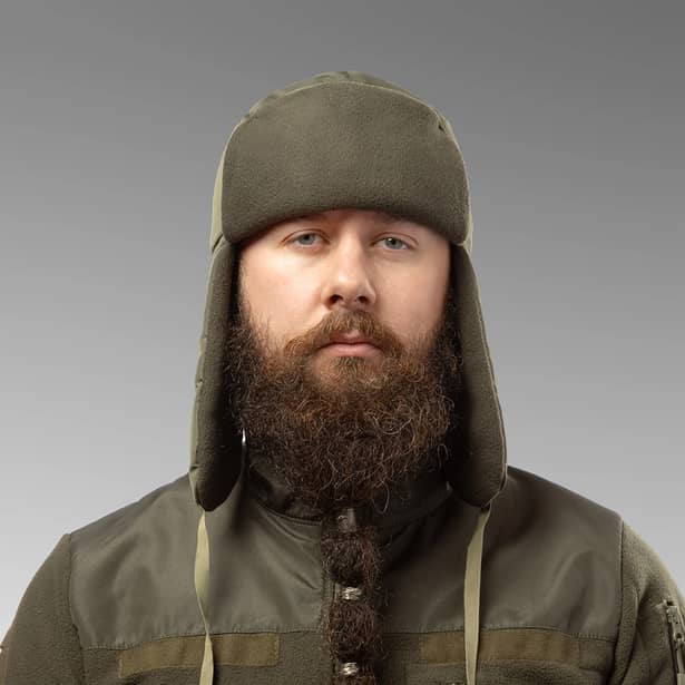 2 - Шапка вушанка плащівка-фліс. Олива