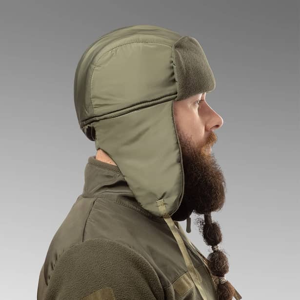 3 - Шапка вушанка плащівка-фліс. Олива