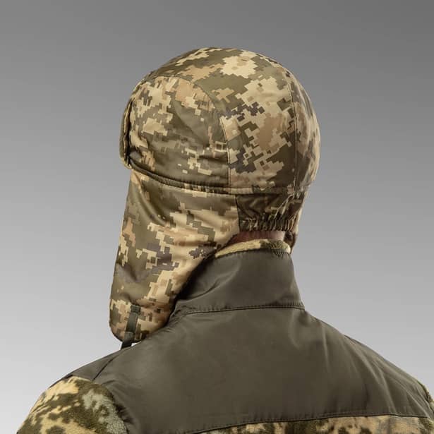 4 - Шапка вушанка плащівка-фліс. Піксель