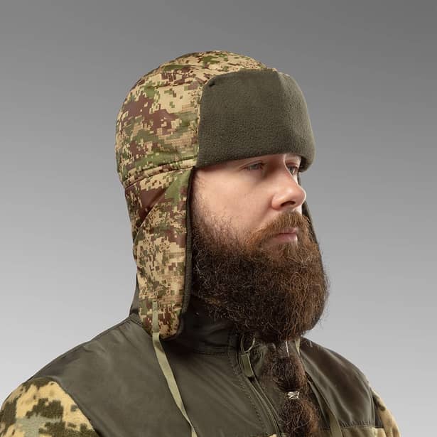 1 - Шапка вушанка плащівка-фліс. Хижак