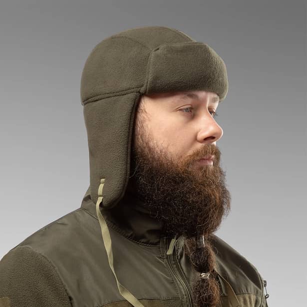 1 - Шапка вушанка флісова. Олива