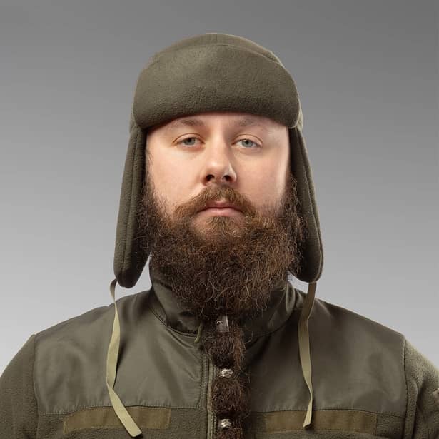 2 - Шапка вушанка флісова. Олива