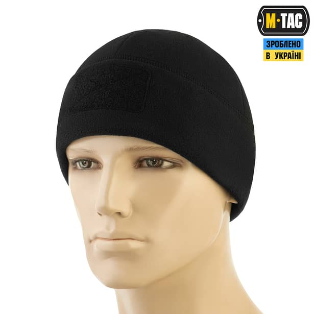 1 - Шапка флісова M-Tac Watch Cap Elite з Velcro. Чорний