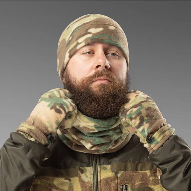 8 - Флісовий набір аксесуарів SPECPROM: шапка + рукавички + баф. Мультикам