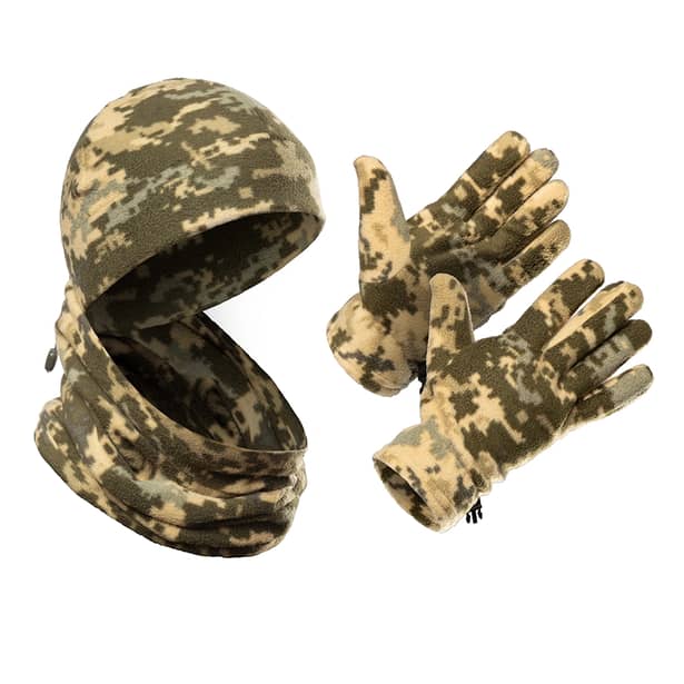 1 - Флисовый набор аксессуаров SPECPROM: шапка + перчатки + бафф. Пиксель