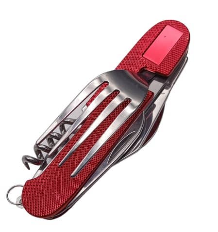 1 - Мультитул туристический столовый прибор 706 ALL средний. Красный