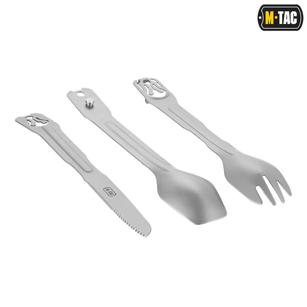 17 - Набір столових приборів M-Tac роз'ємний (ложка+виделка+ніж). Сірий