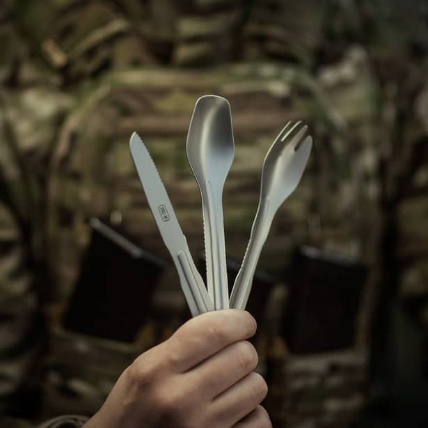 2 - Набір столових приборів M-Tac роз'ємний (ложка+виделка+ніж). Сірий