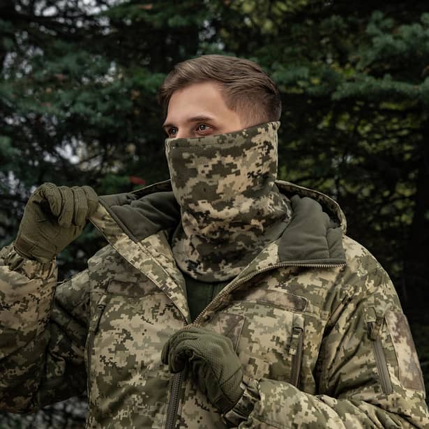 8 - Флісовий баф, шарф M-Tac Elite Fleece анатомічний з затяжкою. Піксель