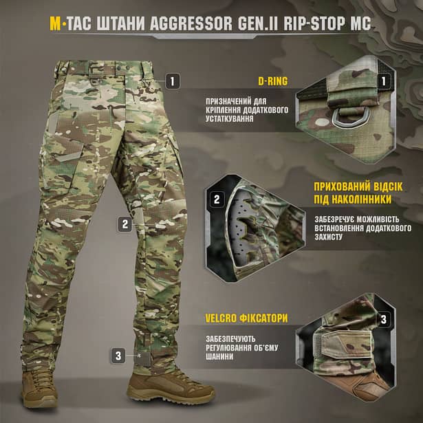 14 - Штаны M-Tac Aggressor Gen.II рип-стоп. Мультикам