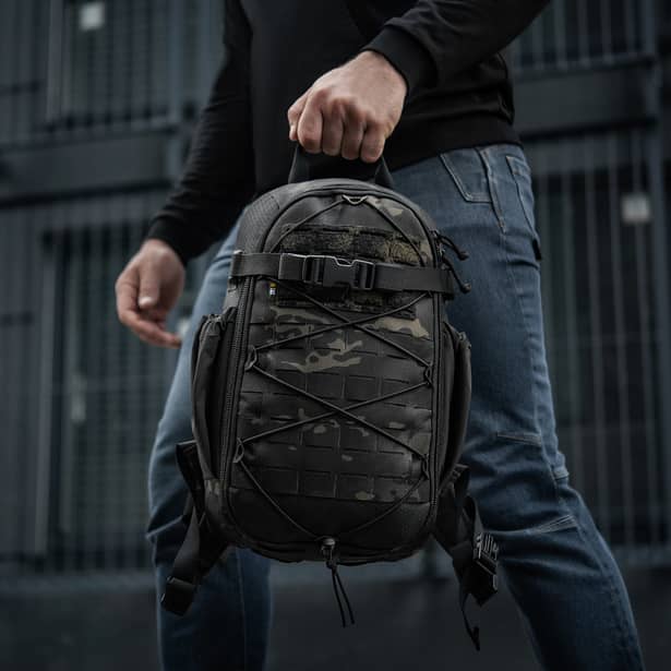 18 - Тактический рюкзак M-Tac Sturm Elite с эргономичными лямками. Черный мультикам