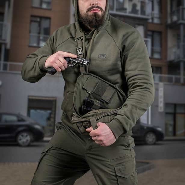 2 - Сумка через плече M-Tac Sphaera Hex Hardsling Bag Elite Large з липучкою. Олива