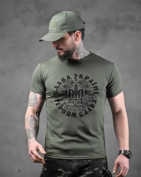 1 - Футболка Coolmax Слава Украине. Олива
