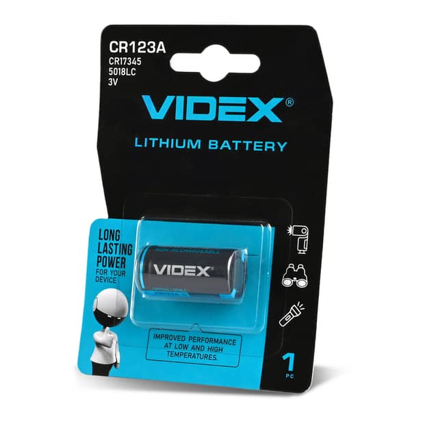 1 - Батарейка литиевая Videx CR123A 1шт в блистере
