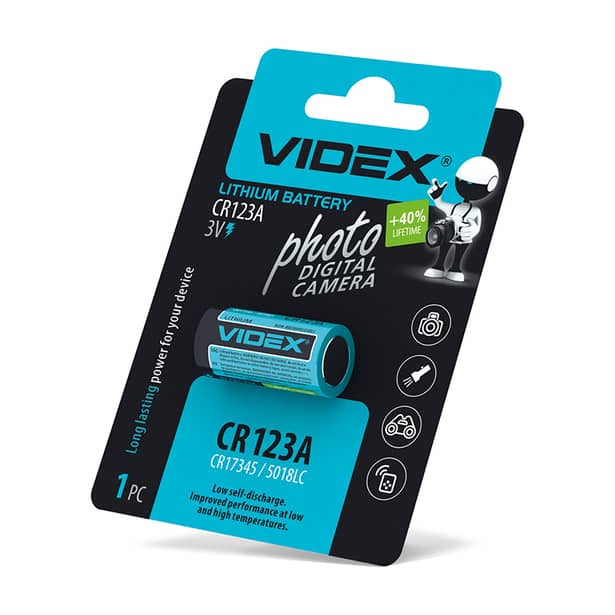 2 - Батарейка литиевая Videx CR123A 1шт в блистере