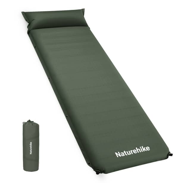 1 - Матрас самонадувающийся с подушкой Naturehike CNK2450WS020. Зеленый