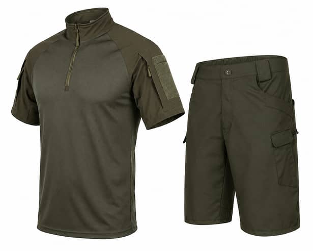 2 - Тактичний літній костюм з убаксом Combatant Raider Core короткий рукав та шортами Rip-Stop PolyCotton SPECPROM. Олива
