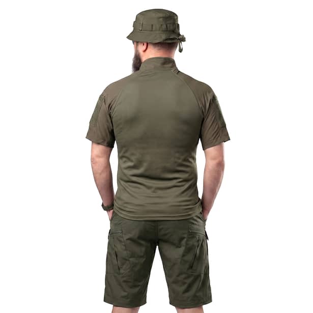 9 - Тактичний літній костюм з убаксом Combatant Raider Core короткий рукав та шортами Rip-Stop PolyCotton SPECPROM. Олива