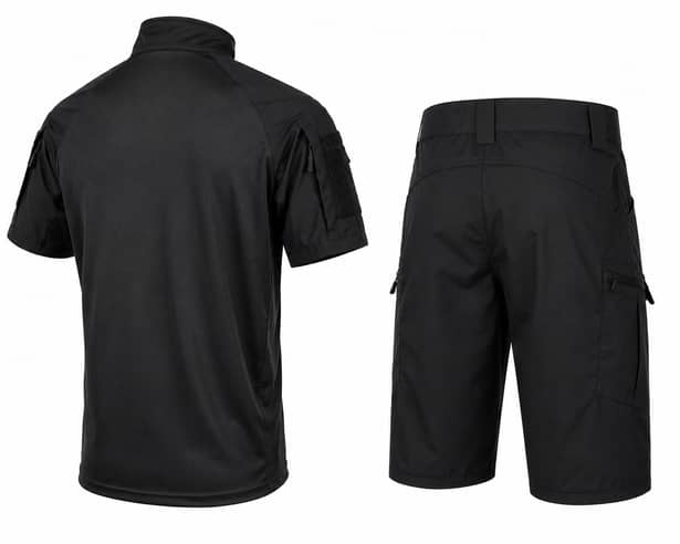 3 - Тактичний літній костюм з убаксом Combatant Raider Core короткий рукав та шортами Rip-Stop PolyCotton SPECPROM. Чорний