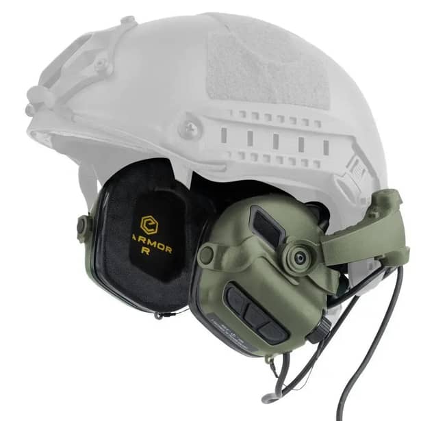 2 - Тактические наушники EARMOR M32H ОЛИВА c креплением под каску "ЧЕБУРАШКА"