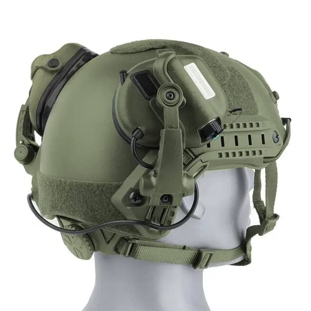 4 - Тактические наушники EARMOR M32H ОЛИВА c креплением под каску "ЧЕБУРАШКА"