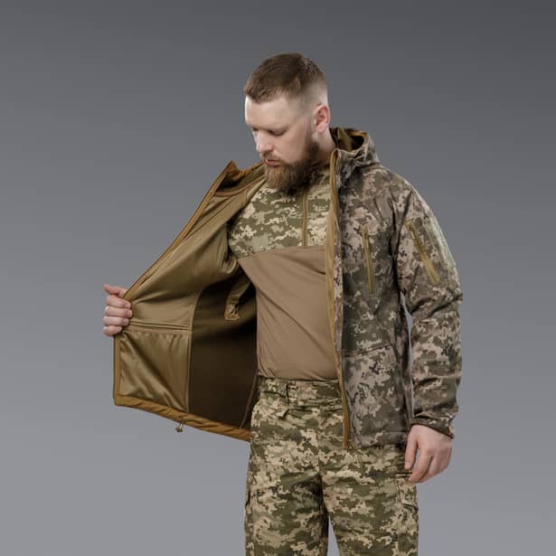 5 - Куртка тактична SoftShell APEX Shield Storm. Осінь-Весна Піксель. Розмір S