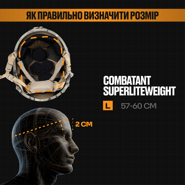 4 - Облегченный тактический шлем Combatant SuperLITEweight 1.1 kg. Баллистический (NIJ IIIA). Черный. Размер L